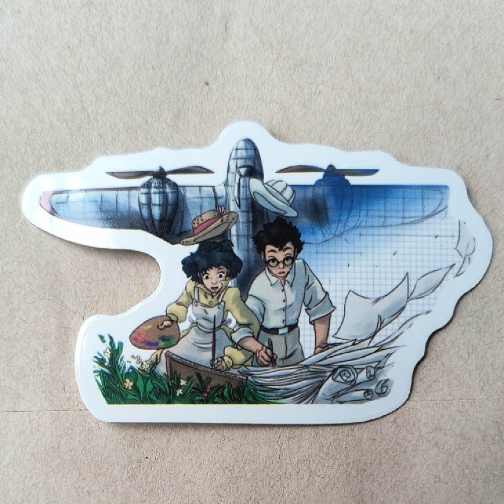 Studio Ghibli Castle in the Sky Inspired Sticker - Blue, White, Green Accents